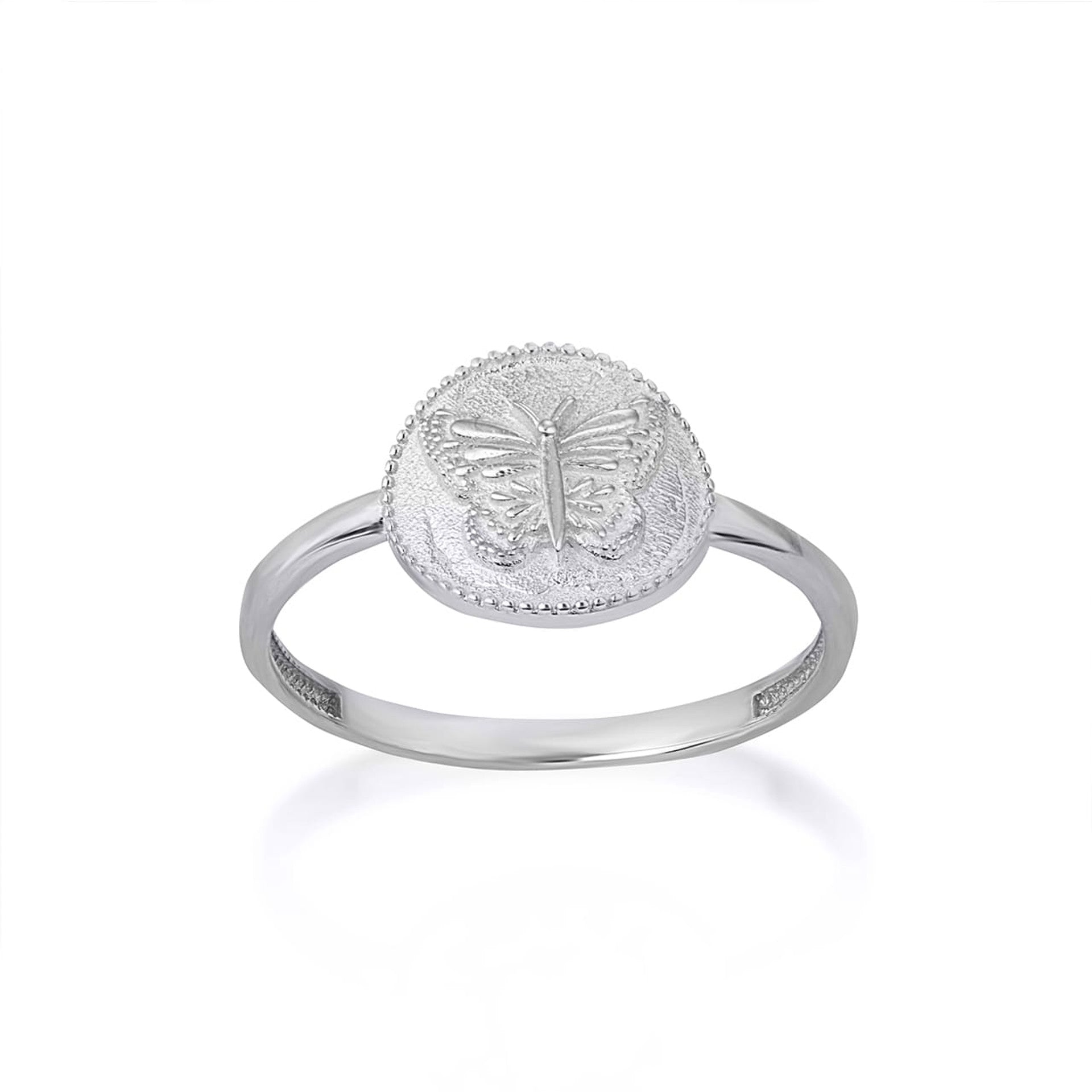 Gold Textured Butterfly Milgrain Statement Ring (Available in Yellow/Rose/White Gold)