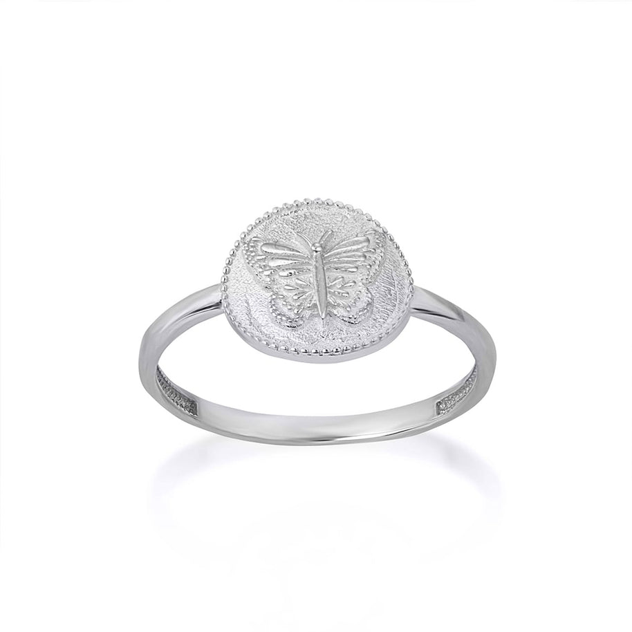 Gold Textured Butterfly Milgrain Statement Ring (Available in Yellow/Rose/White Gold)