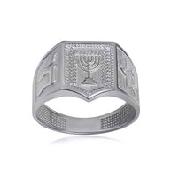 Gold Jewish Chai Star Of David Menorah Beaded Statement Ring (Available in Yellow/Rose/White Gold)