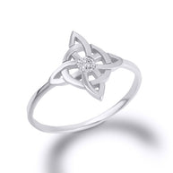 .925 Sterling Silver Wiccan Witch Knot Pagan Cubic Zirconia Ring