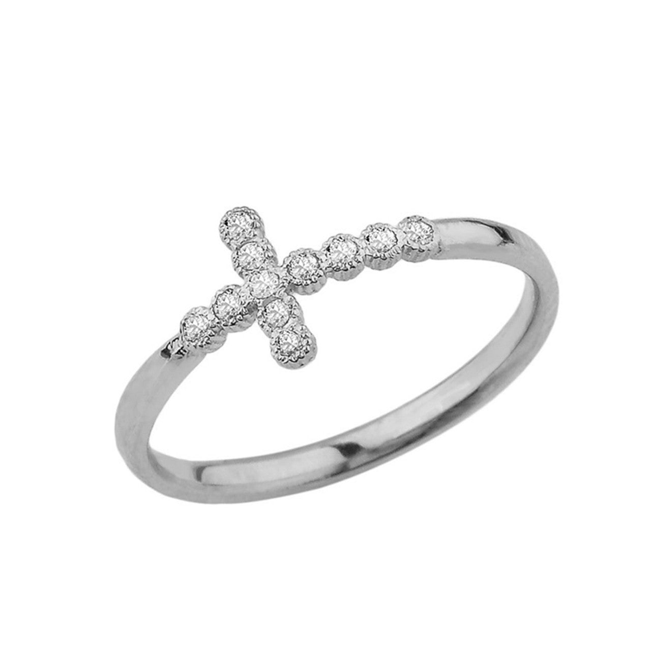 Gold Dainty Sideways Cross Ring (Available in Yellow/Rose/White Gold)