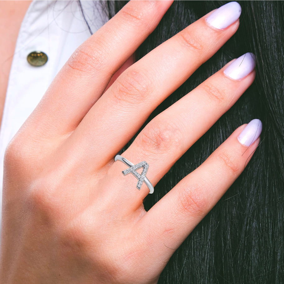 .925 Sterling Silver Personalized Cubic Zirconia Initial 