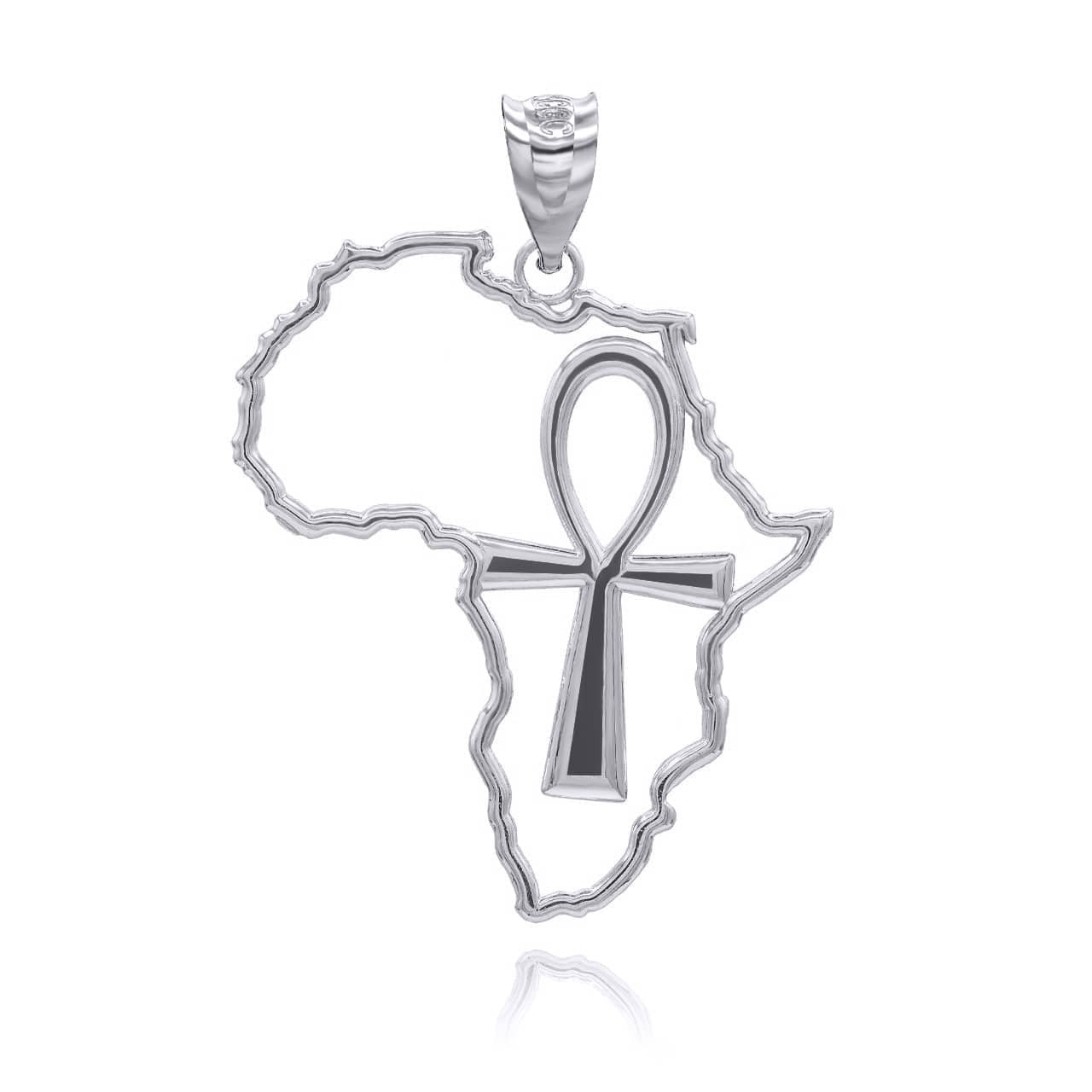 Gold African Continent Egyptian Ankh Pendant Necklace (Available in Yellow/Rose/White Gold)