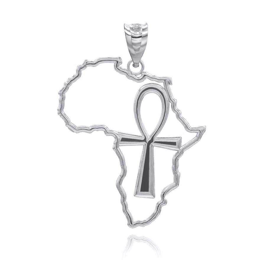 Gold African Continent Egyptian Ankh Pendant Necklace (Available in Yellow/Rose/White Gold)