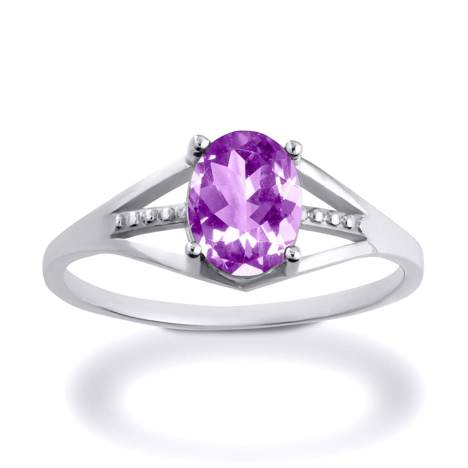 .925 Sterling Silver Ladies Birthstone Ring