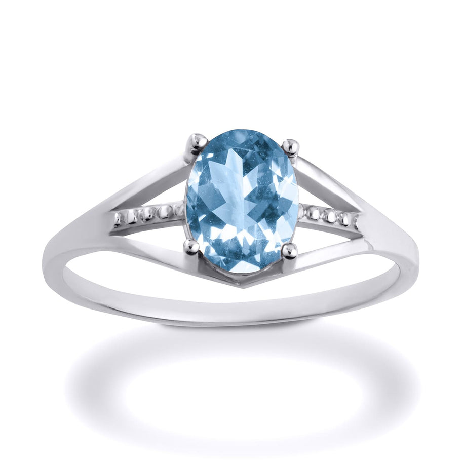 .925 Sterling Silver Ladies Birthstone Ring