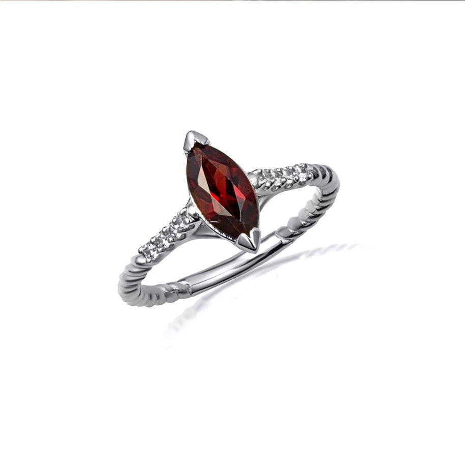 Gold Marquise Cut Gemstone Diamond Roped Twist Ring (Available in Yellow/Rose/White Gold)
