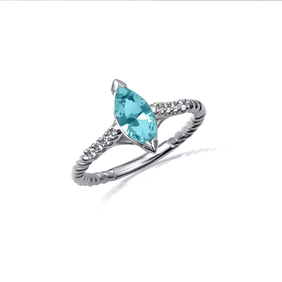 Gold Marquise Cut Gemstone Diamond Roped Twist Ring (Available in Yellow/Rose/White Gold)