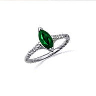 Gold Marquise Cut Gemstone Diamond Roped Twist Ring (Available in Yellow/Rose/White Gold)
