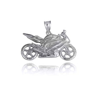 .925 Sterling Silver Motorcycle Biker Freedom Ride Pendant Necklace