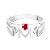 Silver Personalized Mom Heart 1 Birthstone Mother's Ring