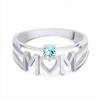 Silver Personalized Mom Heart 1 Birthstone Mother's Ring