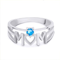 Silver Personalized Mom Heart 1 Birthstone Mother's Ring