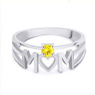 Silver Personalized Mom Heart 1 Birthstone Mother's Ring