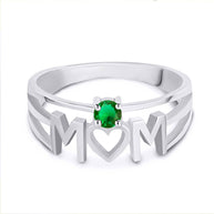 Silver Personalized Mom Heart 1 Birthstone Mother's Ring