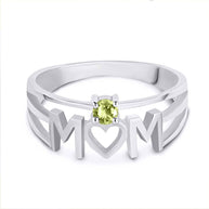 Silver Personalized Mom Heart 1 Birthstone Mother's Ring