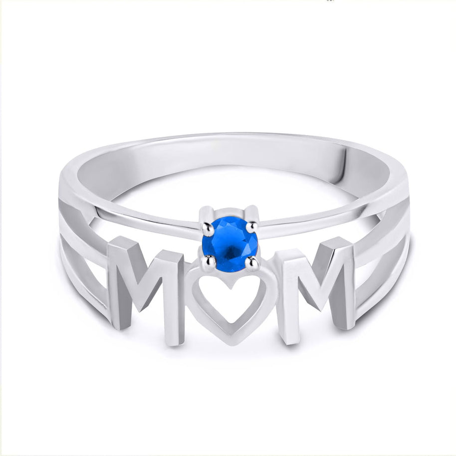 Silver Personalized Mom Heart 1 Birthstone Mother's Ring