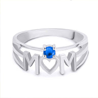 Silver Personalized Mom Heart 1 Birthstone Mother's Ring