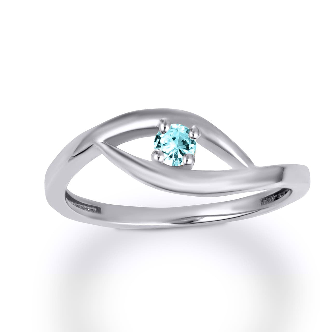 .925 Sterling Silver Personalized Lab Created Birthstone Wavy Band Ring