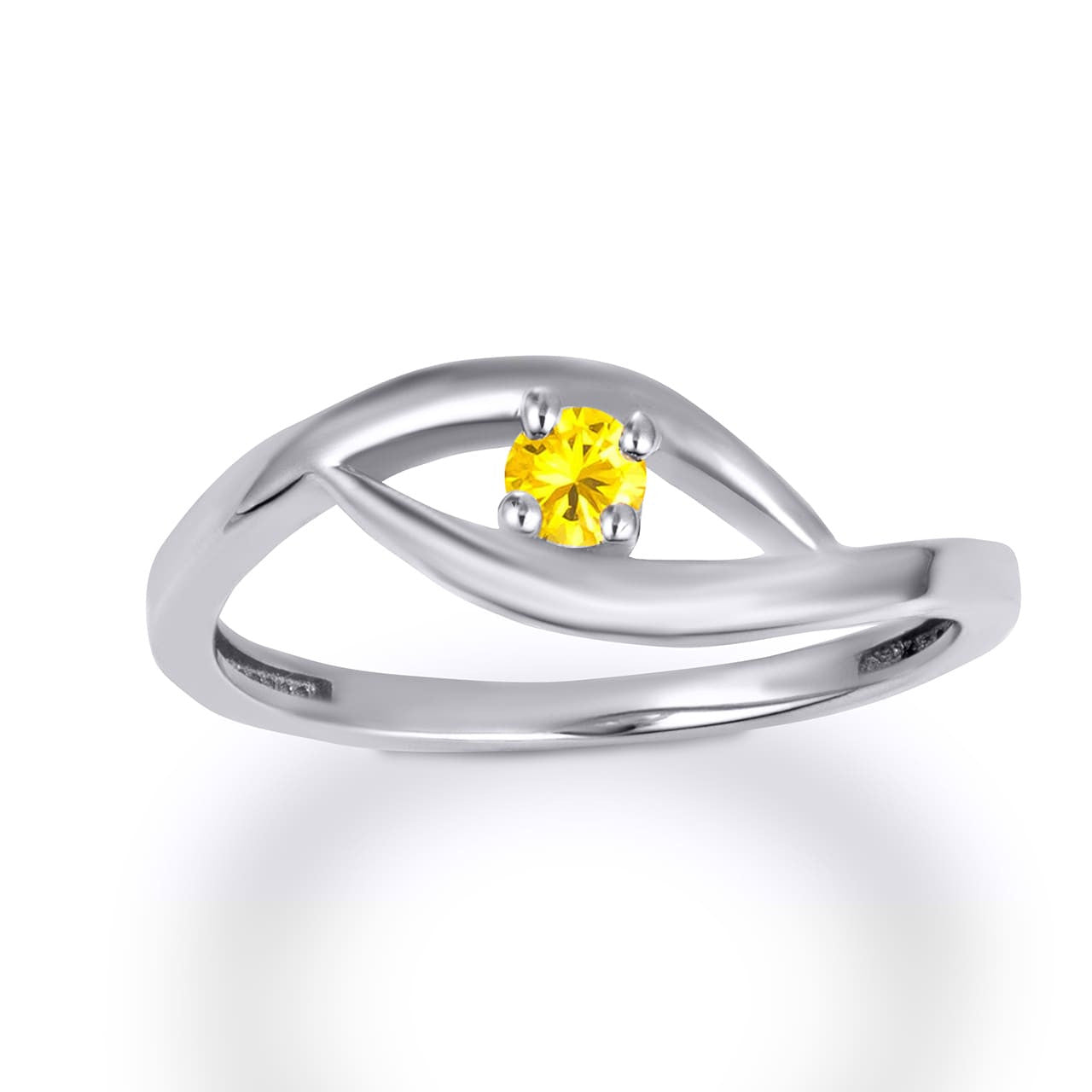 .925 Sterling Silver Personalized Lab Created Birthstone Wavy Band Ring