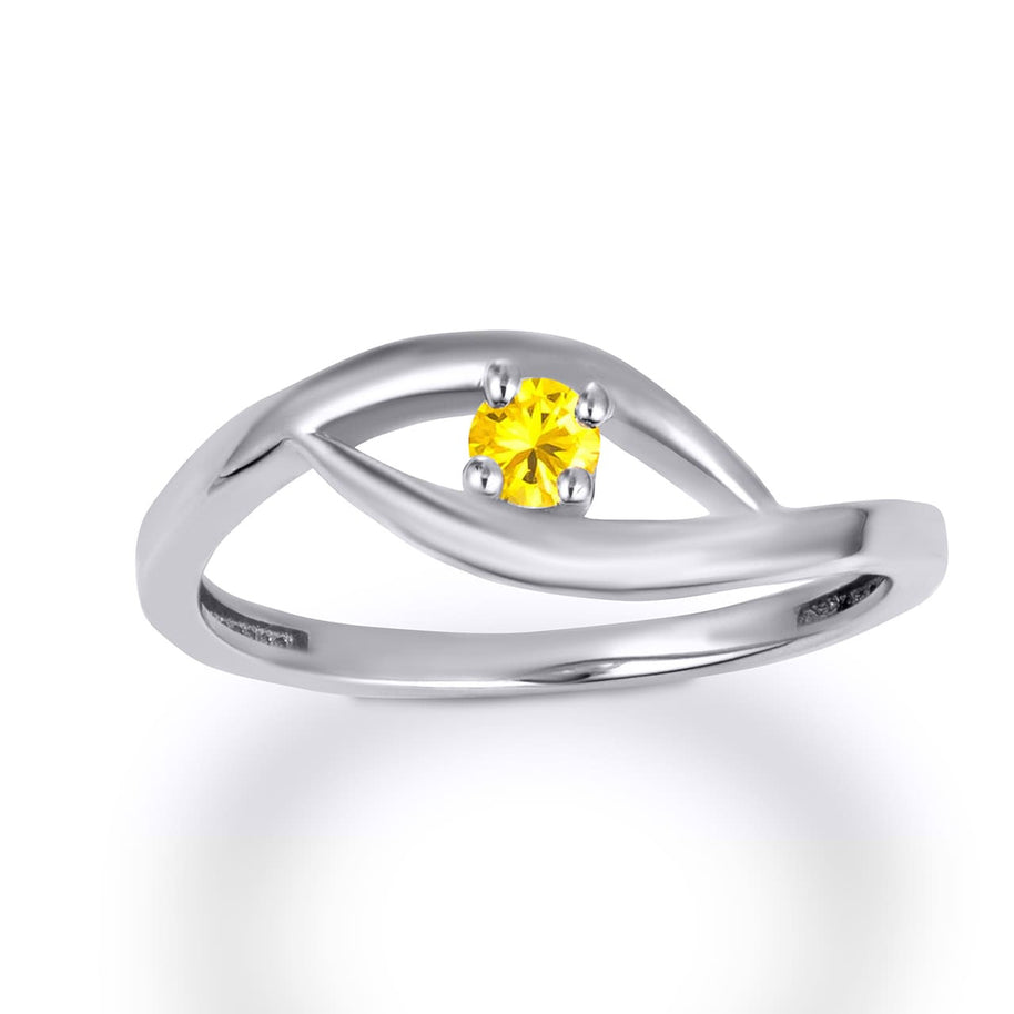 .925 Sterling Silver Personalized Lab Created Birthstone Wavy Band Ring