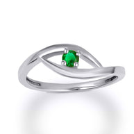 .925 Sterling Silver Personalized Lab Created Birthstone Wavy Band Ring