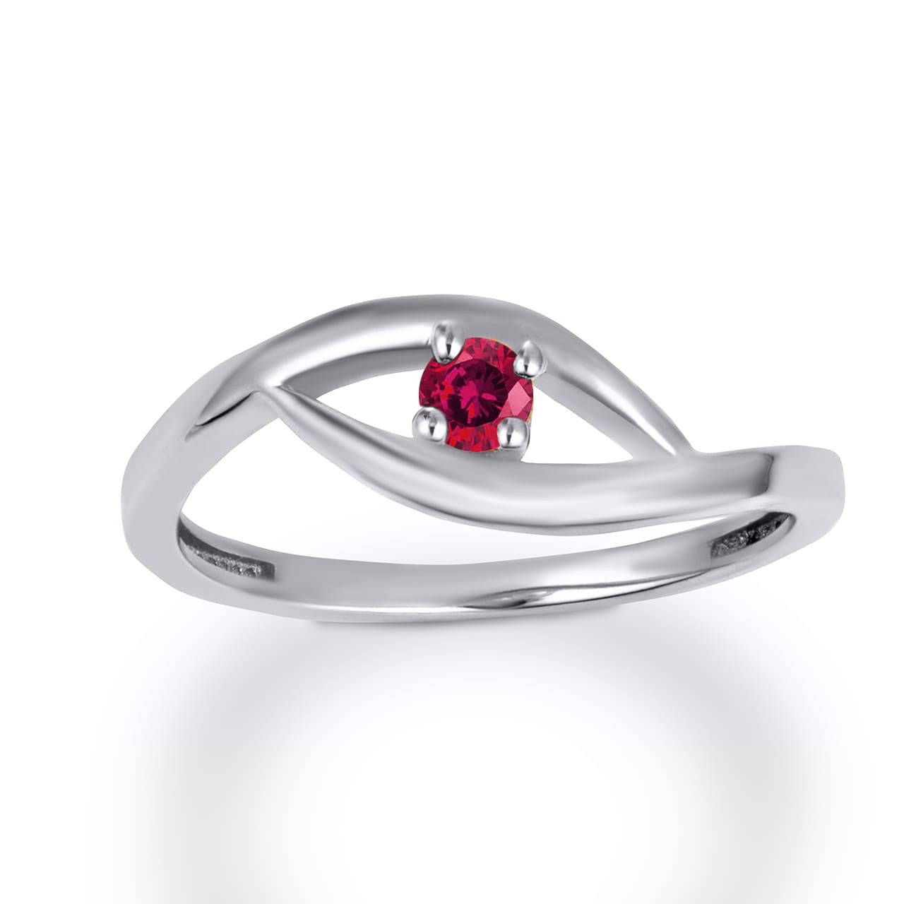 .925 Sterling Silver Personalized Lab Created Birthstone Wavy Band Ring