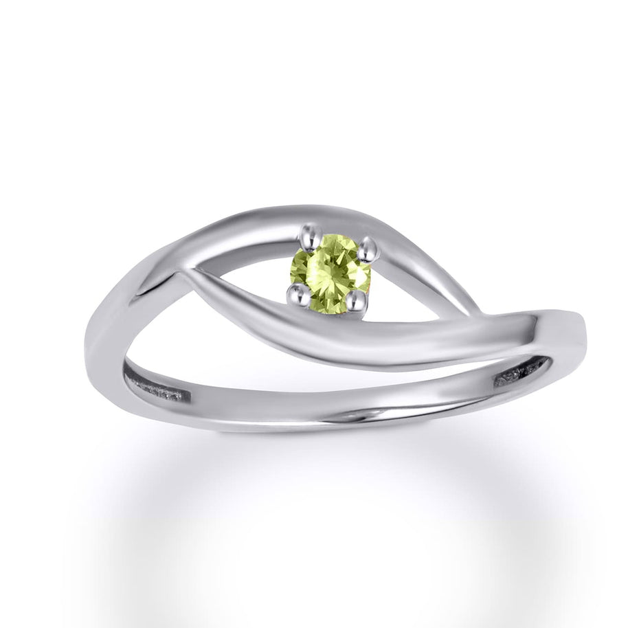 .925 Sterling Silver Personalized Lab Created Birthstone Wavy Band Ring