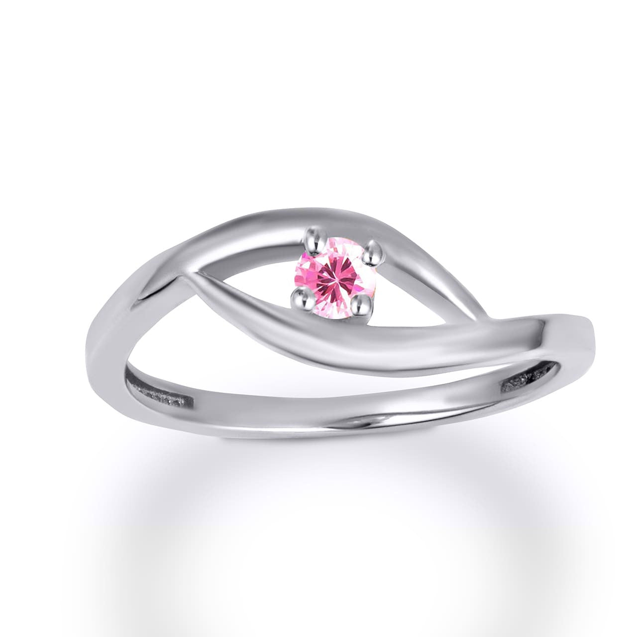 .925 Sterling Silver Personalized Lab Created Birthstone Wavy Band Ring