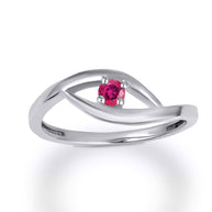 .925 Sterling Silver Personalized Lab Created Birthstone Wavy Band Ring
