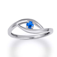 .925 Sterling Silver Personalized Lab Created Birthstone Wavy Band Ring