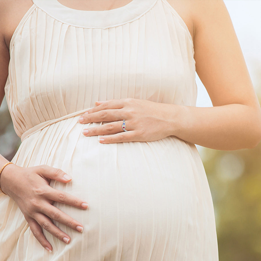 .925 Sterling Silver Personalized Lab Created Three Birthstone Wavy Band Ring