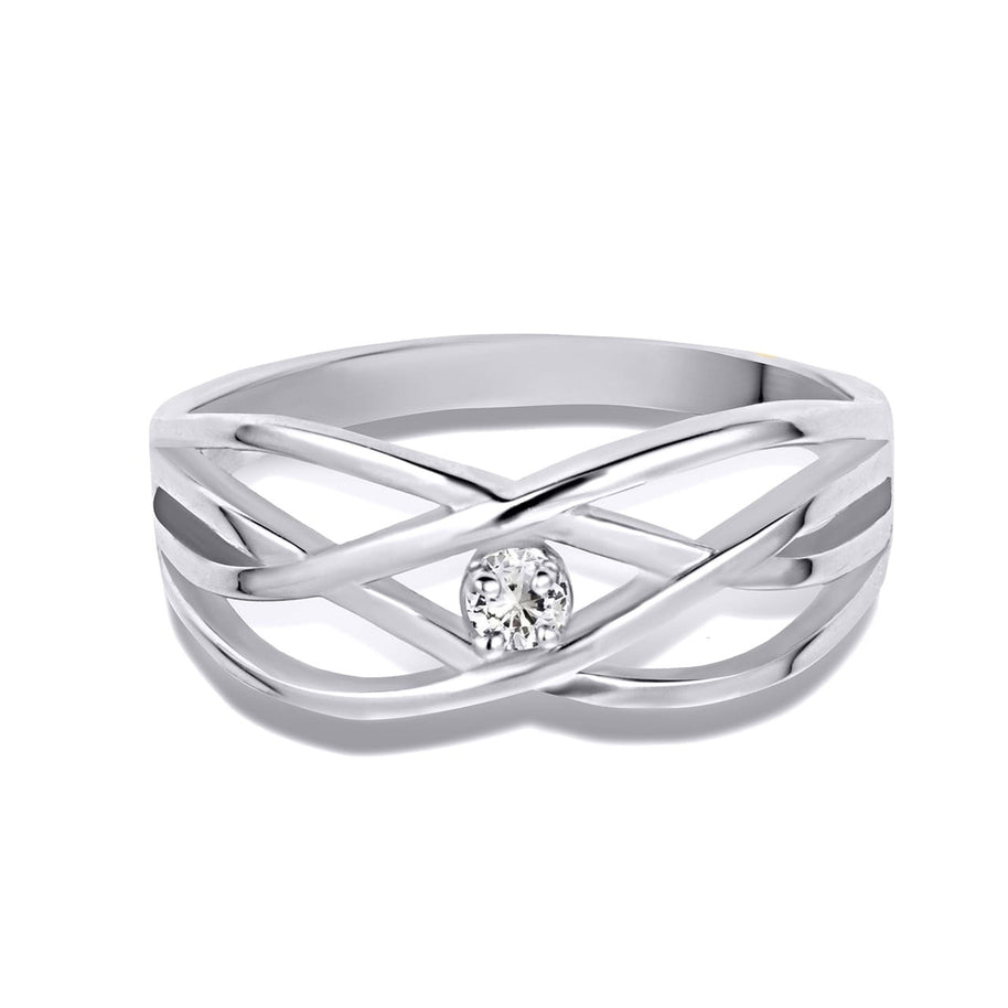 Silver Personalized 1 Birthstone Cross Over Ring