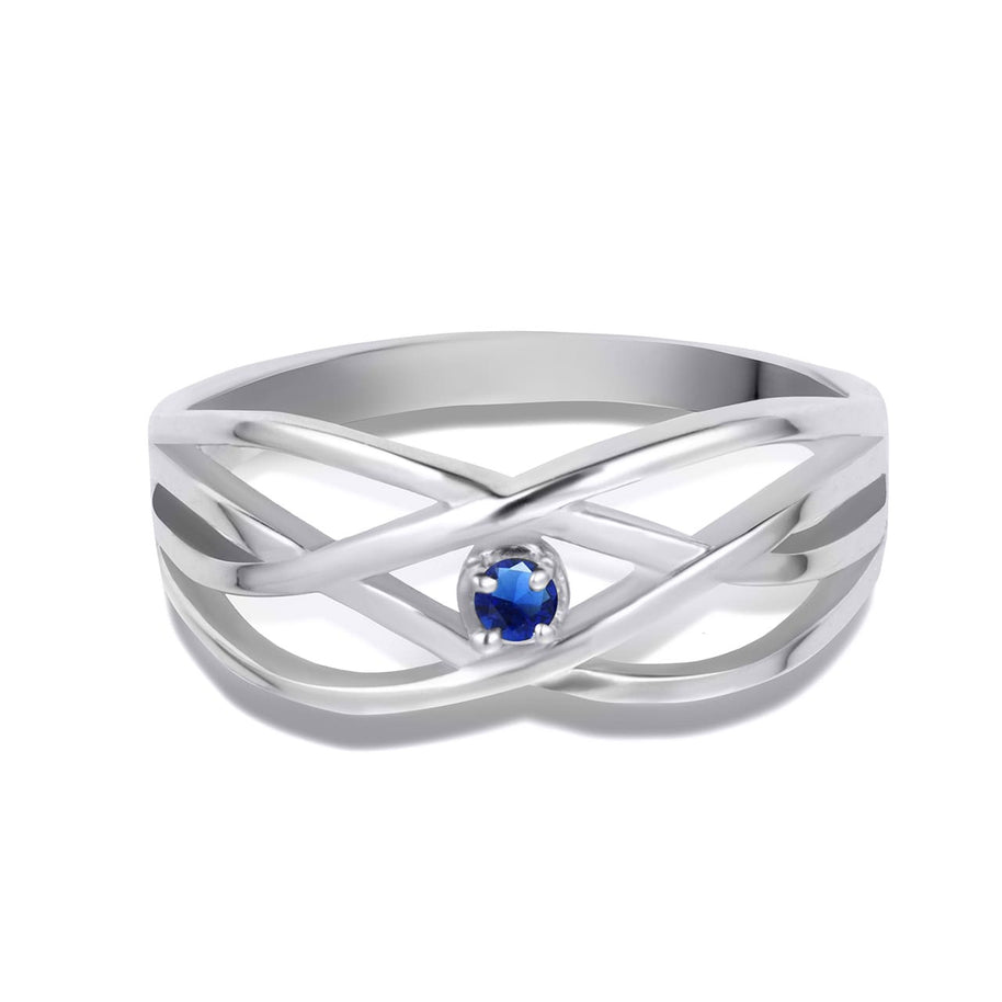 Silver Personalized 1 Birthstone Cross Over Ring