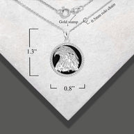 .925 Sterling Silver Diamond Cut Eagle Black Onyx Rope Medallion Pendant Necklace