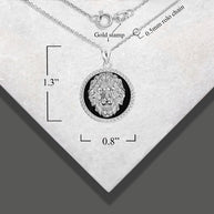 .925 Sterling Silver Black Onyx Lion Rope Medallion Pendant Necklace