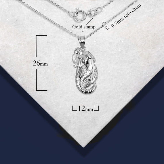 Silver Sea Mermaid Ocean Pendant Necklace