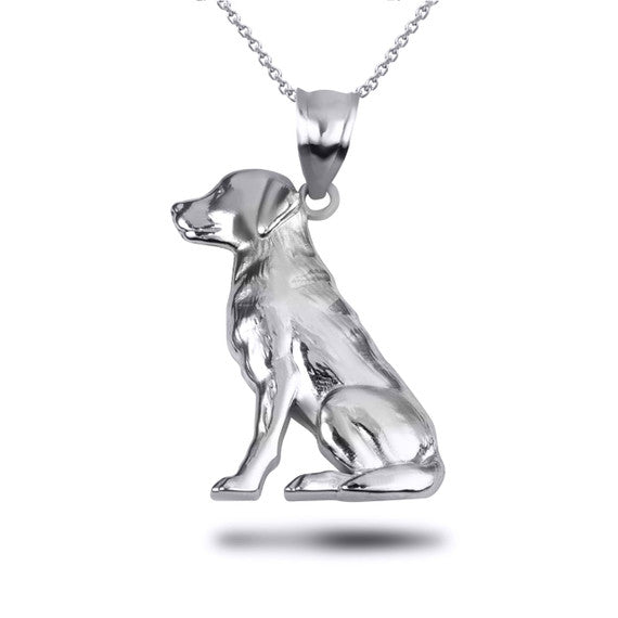 .925 Sterling Silver Labrador Retriever Pet Dog Pendant Necklace