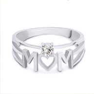 Silver Personalized Mom Heart 1 Birthstone Mother's Ring