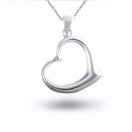 .925 Sterling Silver Medium Curved Heart Pendant Necklace