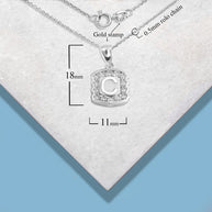 Silver Hammered CZ Initial Letter Pendant Necklace