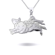 .925 Sterling Silver Enamel Pet Dog Paw Print Pendant Necklace