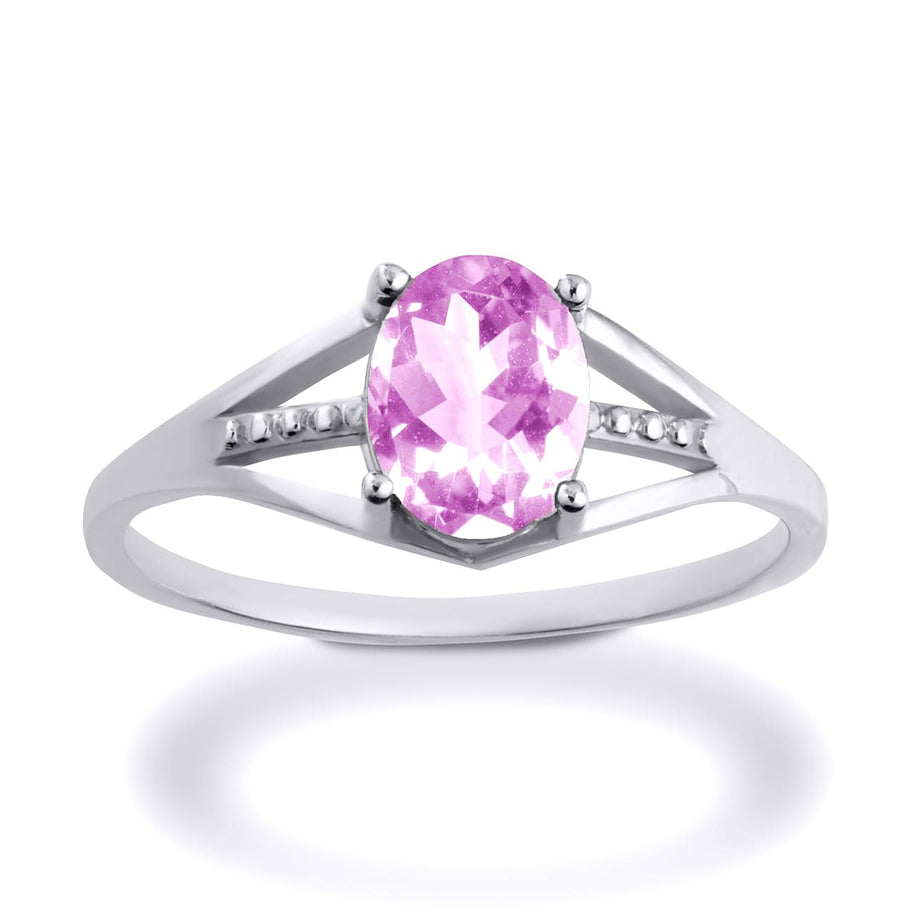 .925 Sterling Silver Ladies Birthstone Ring
