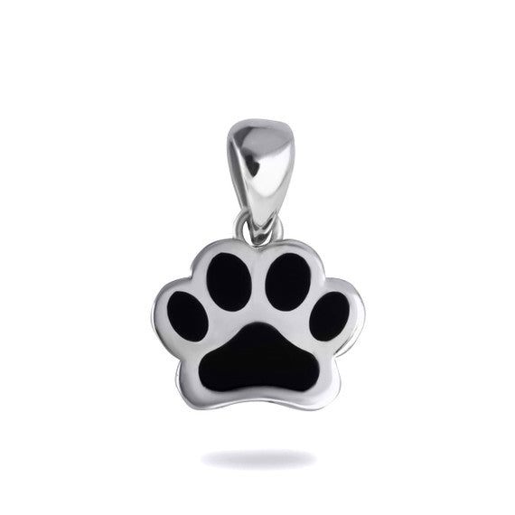 Gold Enamel Pet Dog Paw Print Pendant Necklace (Available in Yellow/Rose/White Gold)