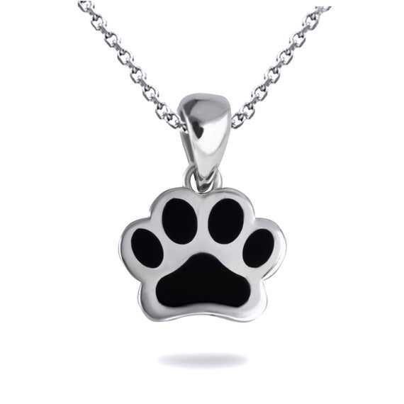 Gold Enamel Pet Dog Paw Print Pendant Necklace (Available in Yellow/Rose/White Gold)