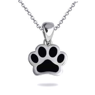 Gold Enamel Pet Dog Paw Print Pendant Necklace (Available in Yellow/Rose/White Gold)