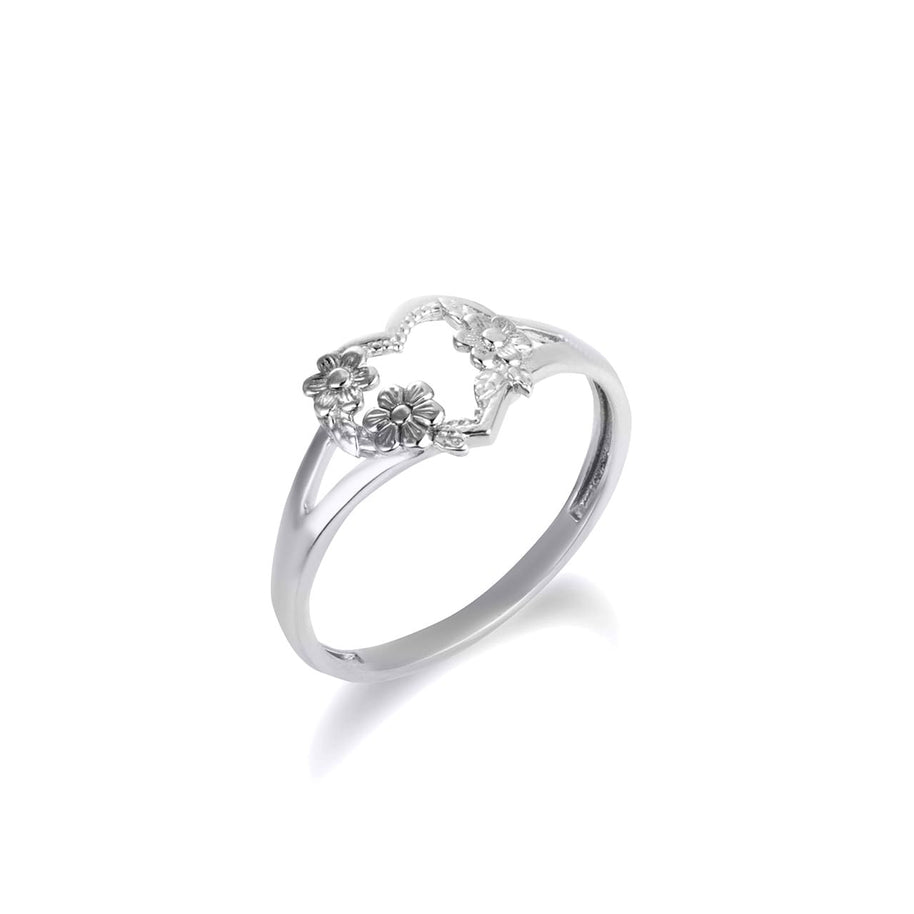 925 Sterling Silver Daisy Flower Heart Ring