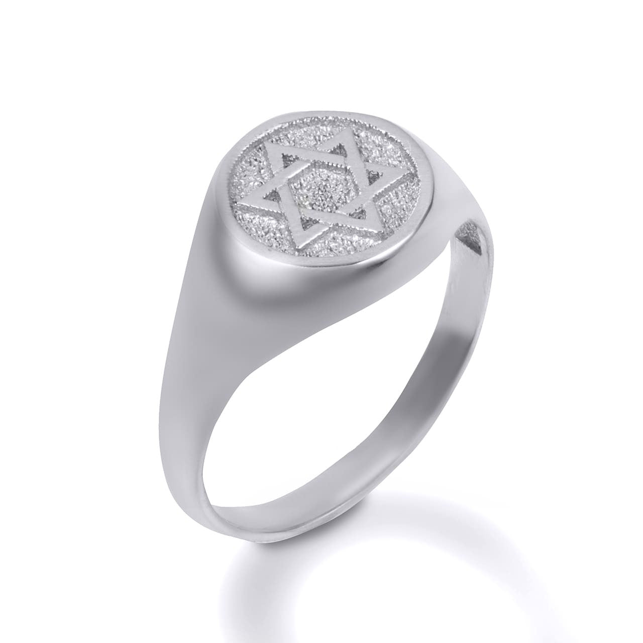 .925 Sterling Silver Jewish Star of David Textured Signet Ring