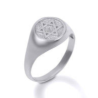 .925 Sterling Silver Jewish Star of David Textured Signet Ring