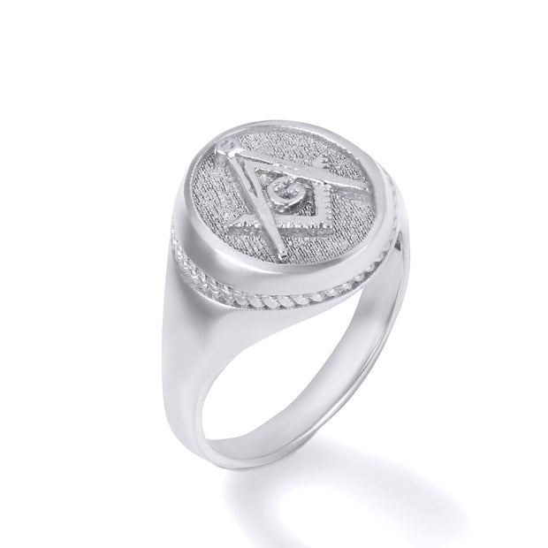 .925 Sterling Silver Men's Cubic Zirconia Nugget Striped Signet Ring